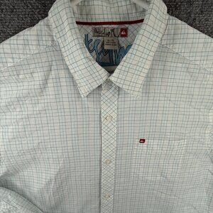Quiksilver Quicksilver Button Up Shirt Men Long Sleeve Blue Check XL Point